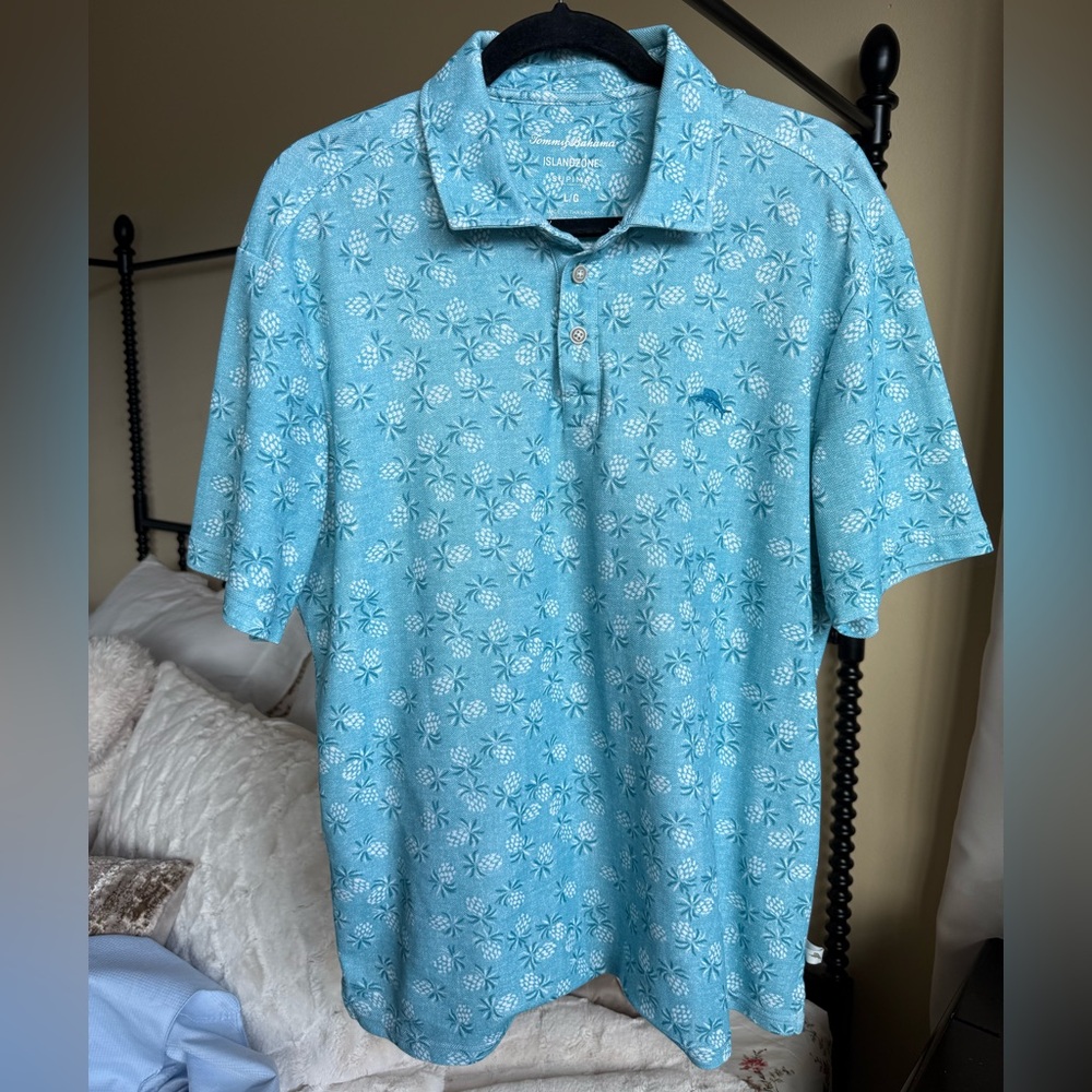 Tommy Bahama Light Blue Floral Polo Shirt